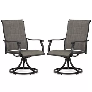 Aoodor Patio Swivel Chairs Set of 2 Outdoor Dining Chair High Back for Lawn Deck - Picture 1 of 8