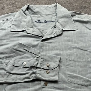 Reyn Spooner Shirt Men M Light Blue Striped Button Up Embroidered Relaxed Fit - Picture 1 of 13