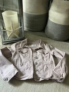 Girl's Old Navy PINK  Denim Jacket Size Large Snaps Distressed - Picture 1 of 5