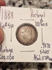 Au 1888 Portugal 100 Reis World Silver Coin Km#510 Nice!!! Rim Toning!