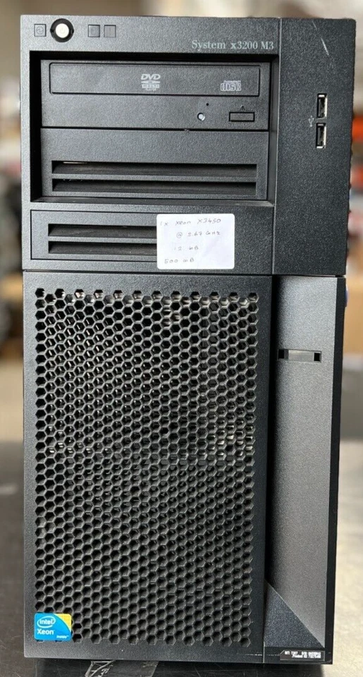 Lenovo System x3200 M3 Tower Server l 2x Xeon X3450 @2.67GHz 12GB l 1x 500GB HDD - Image 1 of 4