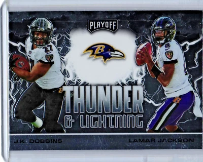 Lamar Jackson 2020 Panini Playoff Thunder & Lightning #TL-1 Baltimore Ravens - Image 1 of 2