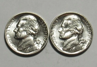 1987 P&D Jefferson Nickels in BU condition - Image 1 of 2