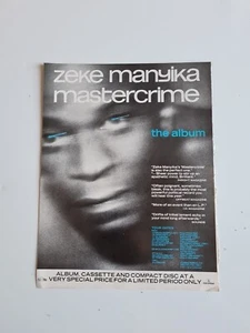 Zeke Manyika Mastercrime  1990 MUSIC Album ADVERT 9X12" POSTER - Picture 1 of 1