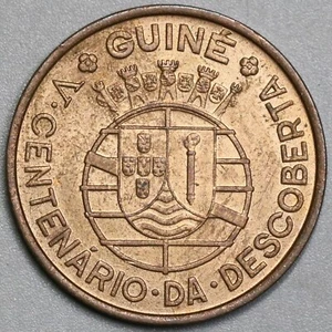 1946 Guinea 1 Escudo UNC Portugal Colony Discovery Coin (24060203R) - Picture 1 of 2