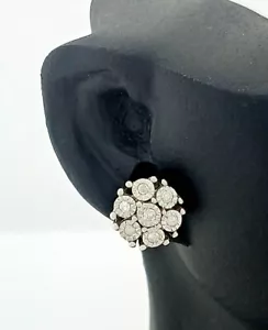 GENUINE DIAMOND STUD *Single* EARRING 10k SOLID WHITE GOLD - New With Tag - Picture 1 of 4