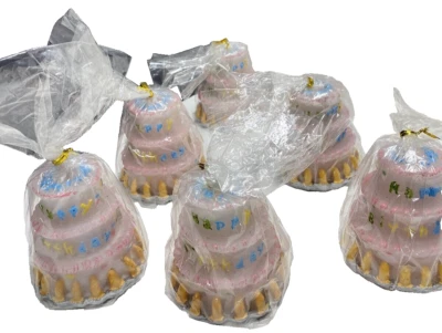 Feliz cumpleaños, velas en forma de pastel: ¡Juego de 6 piezas vintage para celebraciones! De colección Foto 1 de 4