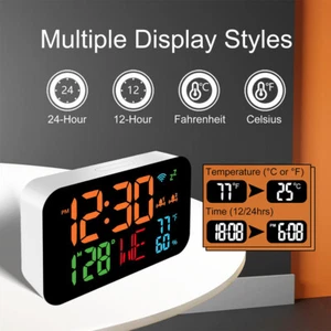 WiFi LED Display Large Digital Alarm Clock Snooze Temperature Mode APP Control - Picture 1 of 16