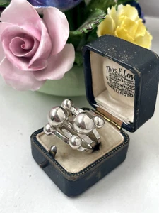 GORGEOUS HEAVY VINTAGE MODERNIST 925 SOLID STERLING SILVER ABSTRACT RING SIZE R - Picture 1 of 17