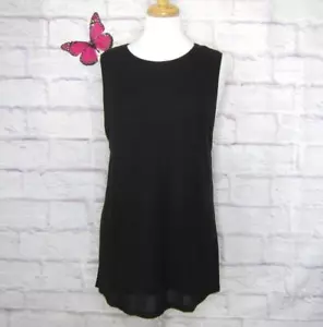 Banana Republic Black Ribbed Tunic Tank with Side Slits size L New! - Picture 1 of 10