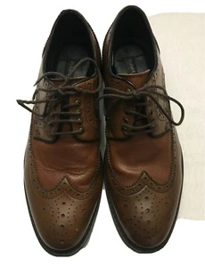 Robert Wayne zapatos de cuero marrón punta de ala con cordones talla 11 D - Picture 1 of 12