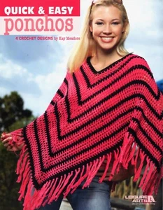 QUICK & EASY PONCHOS 4 Crochet Designs by Kay Meadors Leisure Arts Leaflet 3975 - Picture 1 of 4