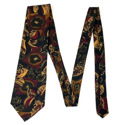 Corbata de cuello floral 100 % seda italiana hecha a mano negra vintage de Mario Valentino para hombre Foto 1 de 4