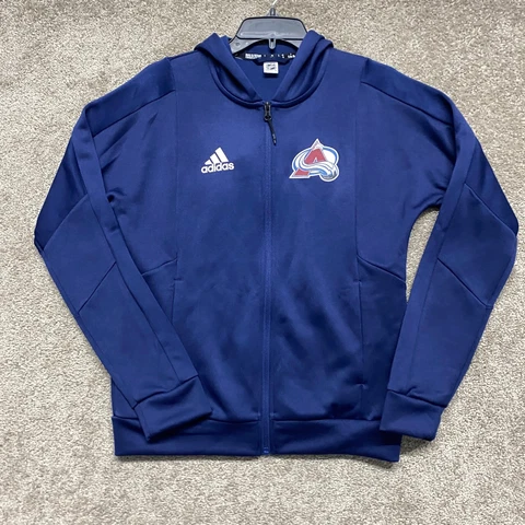 Colorado Avalanche Sweatshirt Mens Small Blue Full Zip Hoodie NHL Hockey Adidas Cover