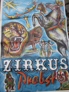 38247 Zirkus Probst Plakat Zirkusplakat 1987 84x60cm DDR poster gefaltet Litho - Bild 1 von 3
