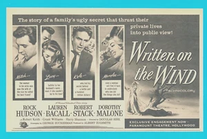 Written on the Wind movie Hudson Bacall Malone 1957 PRINT AD Paramount Zuckerman - Picture 1 of 3