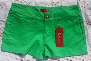 Peri Women's Stretch denim Shorty shorts Green size XL 30 inch waste hot pants - Picture 1 of 7