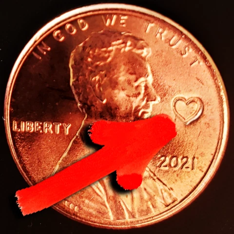 2021 Lincoln Shield 1C Cent Penny Love Heart Counterstamp Gift Lucky Coin! Cover