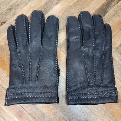Guantes forrados de cachemir de cuero negro COACH para hombre talla pequeña  Foto 1 de 4