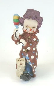 Estatuilla de payaso infantil de resina de 3,5" de colección niño niño perro cachorro maraca sc - Imagen 1 de 6