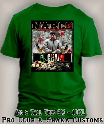 El Chapo King Graphic Sneaker Tee Shirt To Match J"s Jump Man Pro Club Shaka T - Image 1 of 4