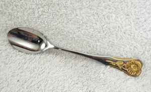 HCK12 Demitasse Spoon Hackman 18/10 Gold Accented Flower Stainless Flatware - Picture 1 of 3