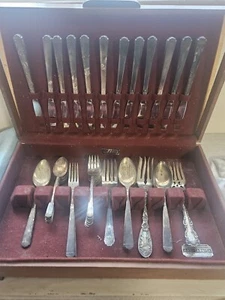 Vtg 1881 Rogers Oneida Silverplate Surf Club Flatware + Sterling Fork ++ Lot Mix - Picture 1 of 19