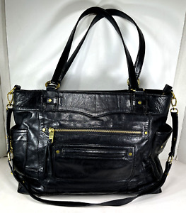 Rebecca Minkoff Vintage Black Leather Tote Bag (Faux Leather Replacement Strap)