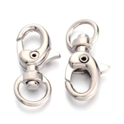 20pc Iron Big Lobster Claw Clasps Platinum Tone w/ Swivel Loop Ring Closure 31mm - Image 1 of 2