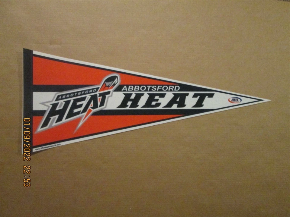 AHL Abbotsford Heat Vintage Defunct Circa 2009-10 Team Logo Hockey Pennant - Image 1 of 1