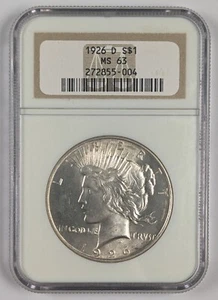 1926 D Peace Silver Dollar NGC MS63 - Picture 1 of 3