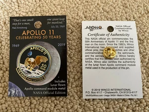 Apollo 11, 50 Years, NASA FLOWN METAL! Limited Edition Pin, 50th Anniversary - Picture 1 of 2