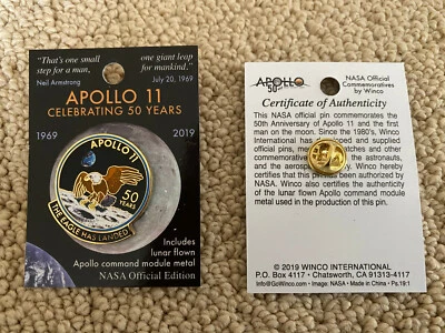 Apollo 11, 50 Years, NASA FLOWN METAL! Limited Edition Pin, 50th Anniversary - Image 1 of 2