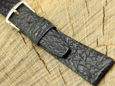 Vintage Mormac Unused NOS Black Shark w Silver Tone Buckle 17.5mm Watch Band - Image 1 of 4