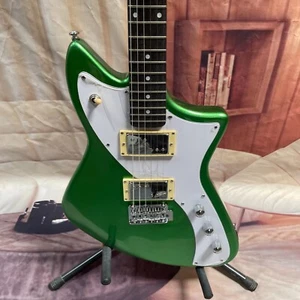 GREEN Electric Guitar JAZZMASTER Chrome Tremolo HH FREE Ship - Picture 1 of 8