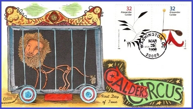 USA7 #3198 U/A COLLINS HAND PAINTED FDC STR2  "Black Cascade13 Verticals" - Image 1 of 1