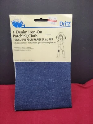 Vintage NOS Dritz 55260-3D Iron-On Patching Cloth 10"X14"-Dark Blue Denim  - Image 1 of 4