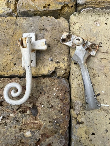 A Pair Antique Art Deco Casement Window Monkey Tail Stay Latch Handle 2 Cover