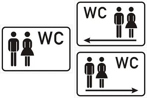 Schild Türschild mit oder ohne Pfeile WC 15x20 bis 30x40, Toilettenschild 00 - Bild 1 von 4