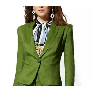 ZARA Blazer Jacket Made in Spain Women S Green One button Lined Cotton Spandex - Picture 1 of 12