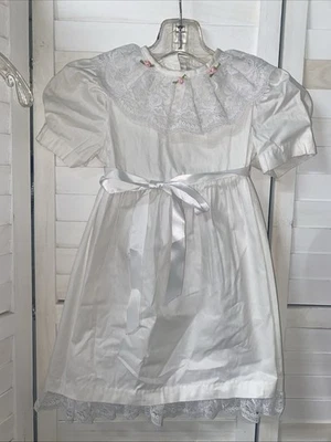 Vintage Allison Ann White Dress Girls Size 5 Prairie Country Christening USA - Image 1 of 4