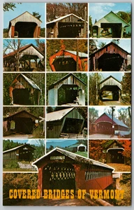 c1960s Postkarte Covered Bridges of Vermont VT Multiview Unposted - Bild 1 von 2