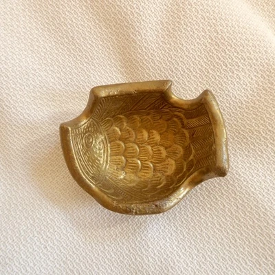 Kleine seltene Messing Fisch Schale Ascher Skulptur true Vintage - Bild 1 von 4