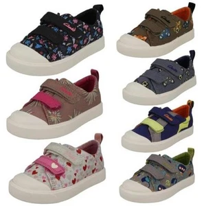 Kinder Clarks Freizeit Muster Detailliert Leicht Leinenschuhe City Hell - Bild 1 von 64