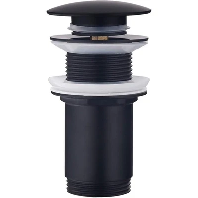 Ablaufgarnitur, ohne Überlauf, Schwarz, Messing, Push-Open, universal, Waschb... - Bild 1 von 2