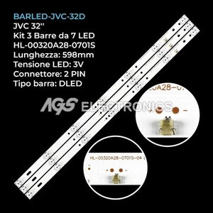 SET 3 LED-STREIFEN TV JVC JSL-32LEM-1007, TELESYSTEM 32LED08, MASTER TL322 - Bild 1 von 1