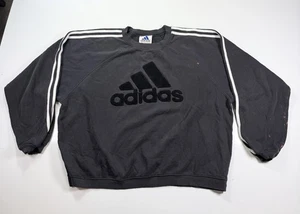 Vintage Adidas Sweatshirt Big Logo Black Crewneck Size Large Distressed - Bild 1 von 9