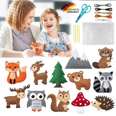 Kreative Bastelgeschenk für Kinder: 12-teiliges Waldtiere DIY Filz Bastelset DHL - Bild 1 von 4