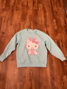 Hello Kitty Bunny Women Sweatshirt Easter Lite Blue Sanrio Size M - Picture 1 of 13