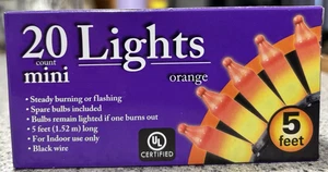 New Halloween String 20 Mini Lights 5ft ~ Orange NEW - Picture 1 of 1